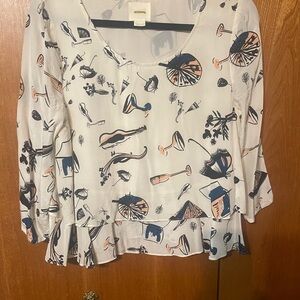 Anthropology Maeve silk & polyester top great for movies or a tea party